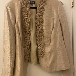 Adrianna Papell Tan Blazer with Ruffled Edges